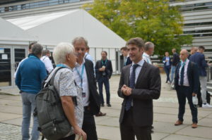 Emmanuel Chevrier, CEO, AV Simulation (right) and Fulup le Foll, CTO IOT.bzh with Professor Andras Kemeny, President of the Driving Simulation Association.